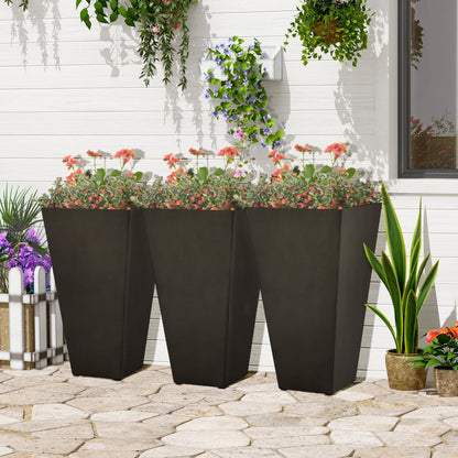 Outsunny Lot de 3 grands pots de fleurs en plastique de 71 cm, jardinières de jardin en plastique pour l'intérieur et l'extérieur, pour entrée, patio, cour