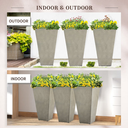 Outsunny Lot de 3 grands pots de fleurs en plastique de 71 cm, jardinières de jardin en plastique pour l'intérieur et l'extérieur, pour entrée, patio, cour