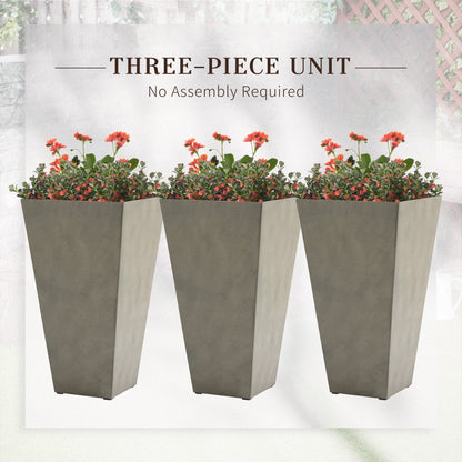 Outsunny Lot de 3 grands pots de fleurs en plastique de 71 cm, jardinières de jardin en plastique pour l'intérieur et l'extérieur, pour entrée, patio, cour