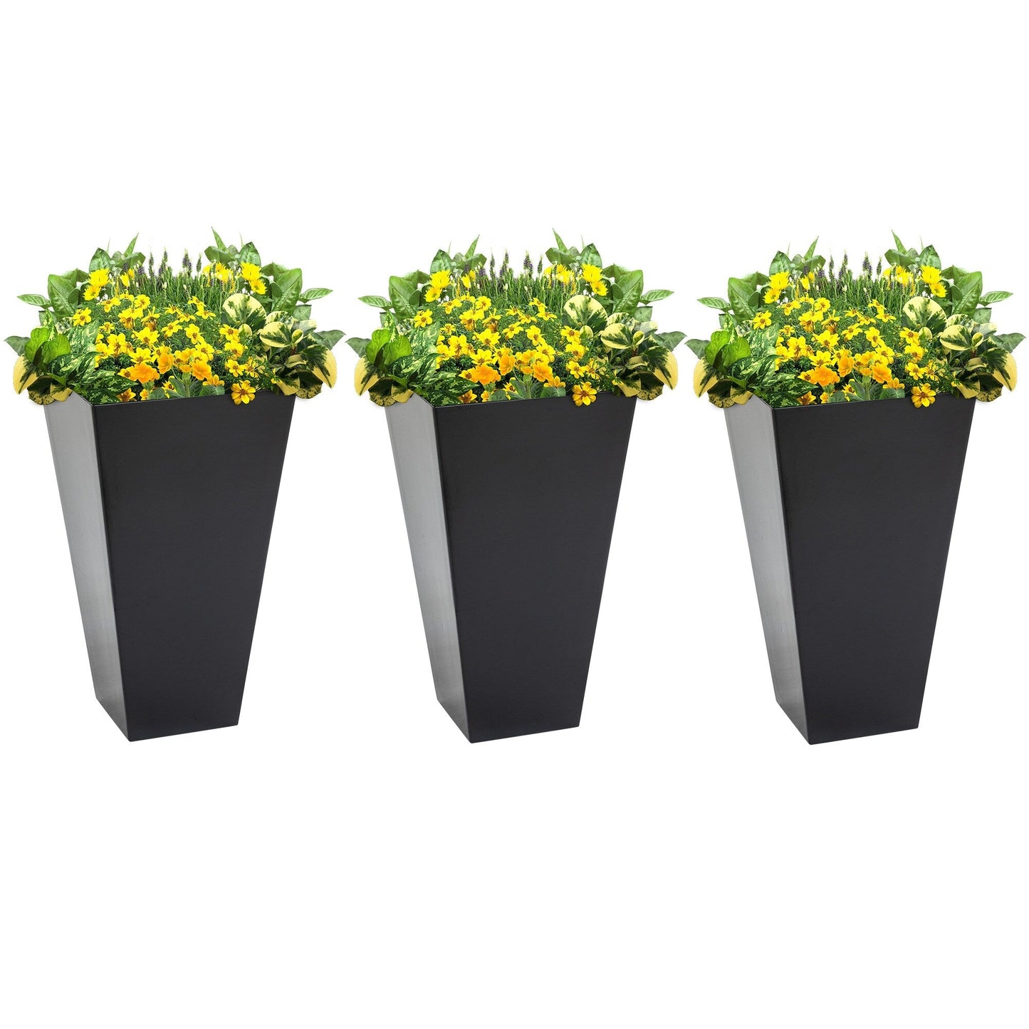 Outsunny Lot de 3 grands pots de fleurs en plastique de 71 cm, jardinières de jardin en plastique pour l'intérieur et l'extérieur, pour entrée, patio, cour
