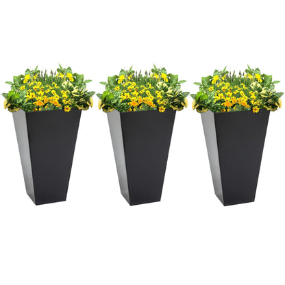 Outsunny Lot de 3 grands pots de fleurs en plastique de 71 cm, jardinières de jardin en plastique pour l'intérieur et l'extérieur, pour entrée, patio, cour