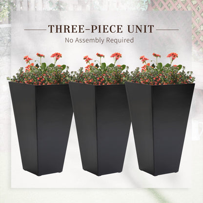 Outsunny Lot de 3 grands pots de fleurs en plastique de 71 cm, jardinières de jardin en plastique pour l'intérieur et l'extérieur, pour entrée, patio, cour
