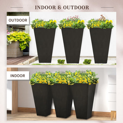 Outsunny Lot de 3 grands pots de fleurs en plastique de 71 cm, jardinières de jardin en plastique pour l'intérieur et l'extérieur, pour entrée, patio, cour