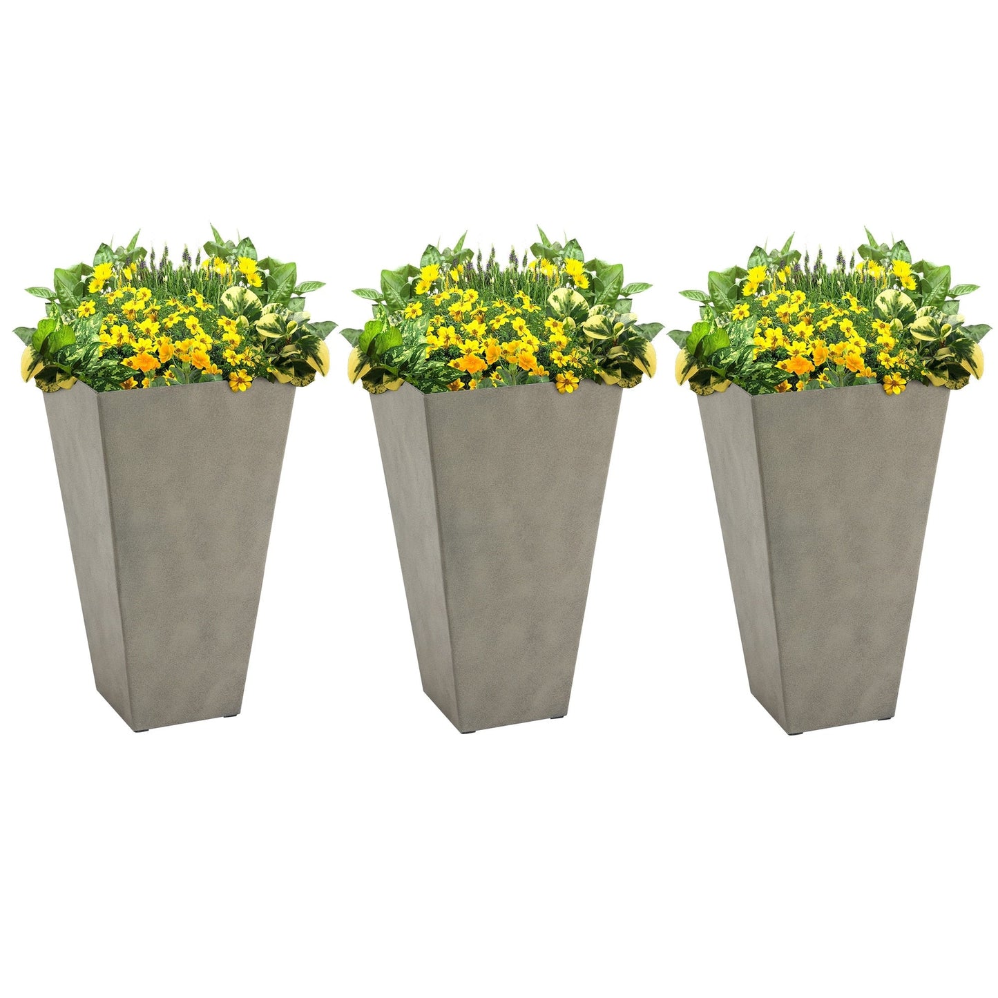 Outsunny Lot de 3 grands pots de fleurs en plastique de 71 cm, jardinières de jardin en plastique pour l'intérieur et l'extérieur, pour entrée, patio, cour