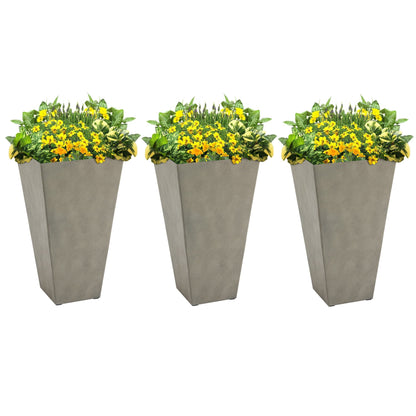 Outsunny Lot de 3 grands pots de fleurs en plastique de 71 cm, jardinières de jardin en plastique pour l'intérieur et l'extérieur, pour entrée, patio, cour