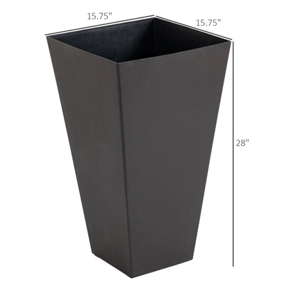 Outsunny Lot de 3 grands pots de fleurs en plastique de 71 cm, jardinières de jardin en plastique pour l'intérieur et l'extérieur, pour entrée, patio, cour