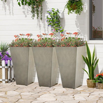 Outsunny Lot de 3 grands pots de fleurs en plastique de 71 cm, jardinières de jardin en plastique pour l'intérieur et l'extérieur, pour entrée, patio, cour