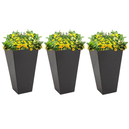 Outsunny Lot de 3 grands pots de fleurs en plastique de 71 cm, jardinières de jardin en plastique pour l'intérieur et l'extérieur, pour entrée, patio, cour