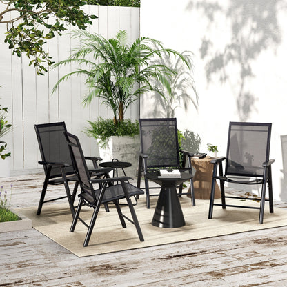 Outsunny Ensemble de 4 chaises de jardin pliantes avec un design simple et chic, confortables pour la terrasse, le jardin, la cour et les voyages.