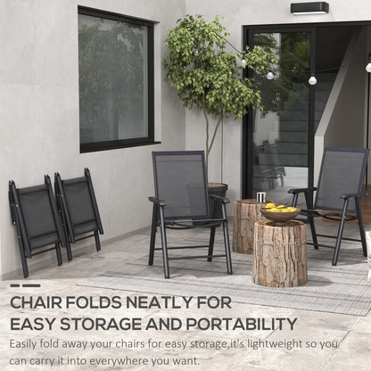 Outsunny Ensemble de 4 chaises de jardin pliantes avec un design simple et chic, confortables pour la terrasse, le jardin, la cour et les voyages.