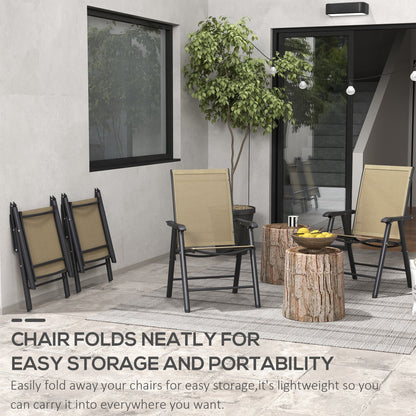 Outsunny Ensemble de 4 chaises de jardin pliantes avec un design simple et chic, confortables pour la terrasse, le jardin, la cour et les voyages.