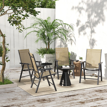 Outsunny Ensemble de 4 chaises de jardin pliantes avec un design simple et chic, confortables pour la terrasse, le jardin, la cour et les voyages.