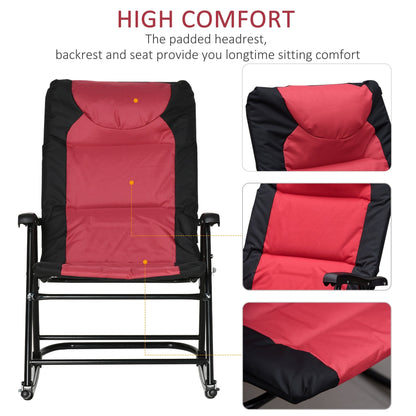 Outsunny Ensemble de chaise basculante pliante avec siège et dossier rembourrés, coussin