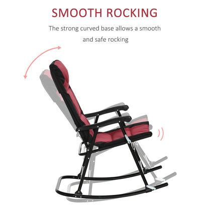 Outsunny Ensemble de chaise basculante pliante avec siège et dossier rembourrés, coussin