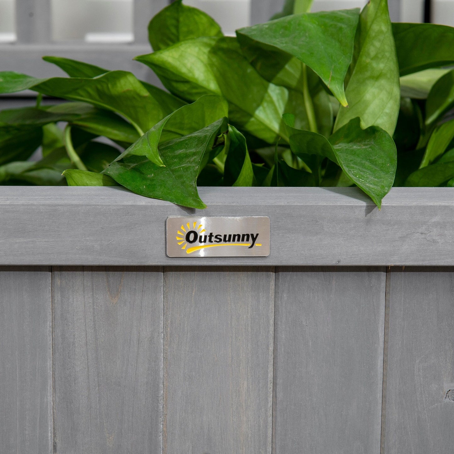 Outsunny Planter en Bois avec Treillis, Bac à Jardin surélevé pour Plantes Grimpantes avec Trou de Drainage et Toit