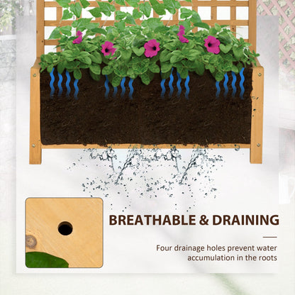Outsunny Planter en Bois avec Treillis, Bac à Jardin surélevé pour Plantes Grimpantes avec Trou de Drainage et Toit