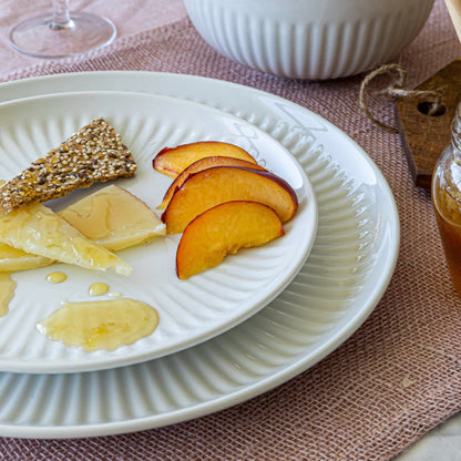 Service de table en porcelaine blanche à volutes, 24 pièces, Over and Back