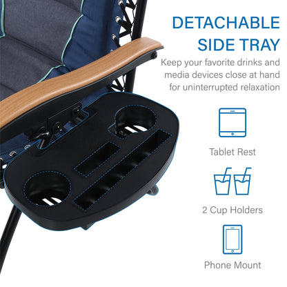 Fauteuil XL surdimensionné à dossier inclinable, avec accoudoirs larges, zéro gravité, rembourré et porte-gobelets - N/A