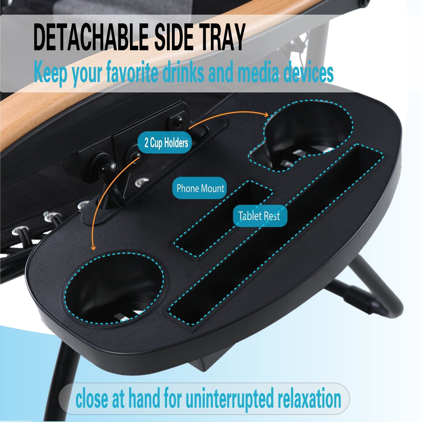 Fauteuil XL surdimensionné à dossier inclinable, avec accoudoirs larges, zéro gravité, rembourré et porte-gobelets - N/A