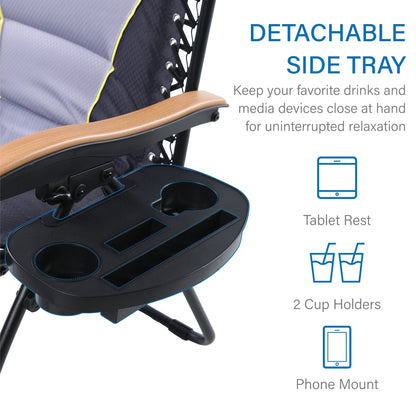 Fauteuil XL surdimensionné à dossier inclinable, avec accoudoirs larges, zéro gravité, rembourré et porte-gobelets - N/A