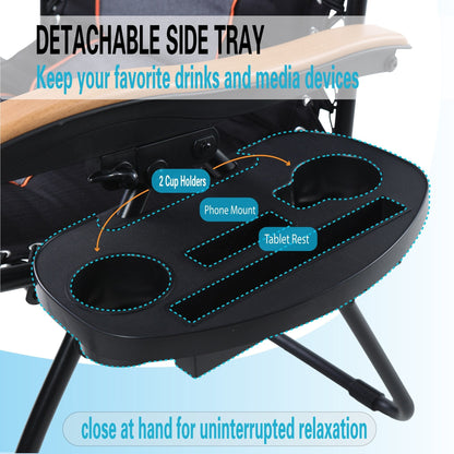 Fauteuil XL surdimensionné à dossier inclinable, avec accoudoirs larges, zéro gravité, rembourré et porte-gobelets - N/A