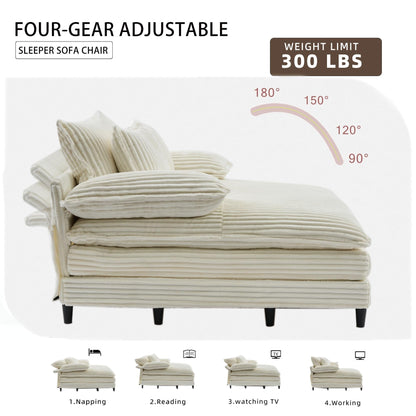 Canapé-lit gigogne en velours côtelé moelleux, taille extra-large, inclinable.