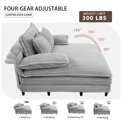 Canapé-lit gigogne en velours côtelé moelleux, taille extra-large, inclinable.