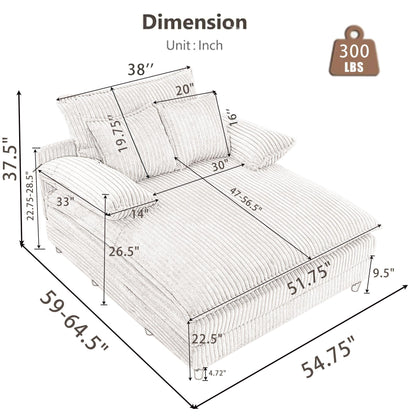 Canapé-lit gigogne en velours côtelé moelleux, taille extra-large, inclinable.
