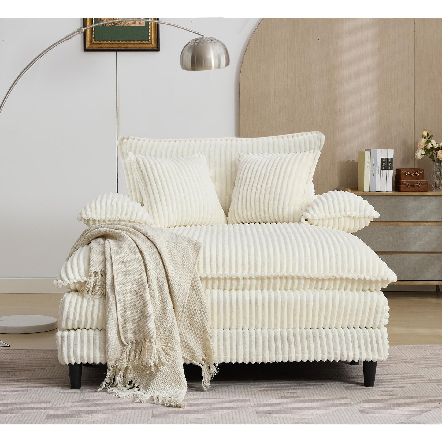 Canapé-lit gigogne en velours côtelé moelleux, taille extra-large, inclinable.