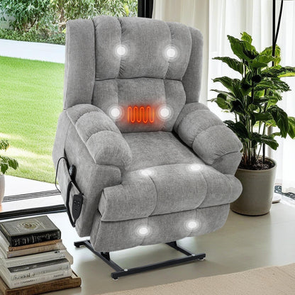 Fauteuil inclinable surélevé en chenille avec massage et chauffage lombaire, inclinaison infinie.