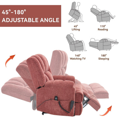 Fauteuil inclinable surélevé en chenille avec massage et chauffage lombaire, inclinaison infinie.