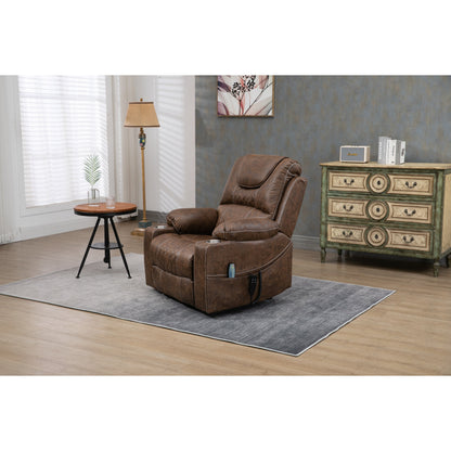 Fauteuil inclinable surélevé en cuir PU avec massage, chauffage lombaire, porte-gobelets, dossier inclinable à 180°