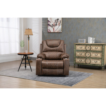 Fauteuil inclinable surélevé en cuir PU avec massage, chauffage lombaire, porte-gobelets, dossier inclinable à 180°