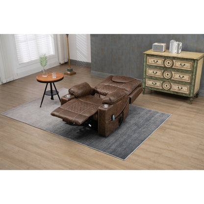 Fauteuil inclinable surélevé en cuir PU avec massage, chauffage lombaire, porte-gobelets, dossier inclinable à 180°