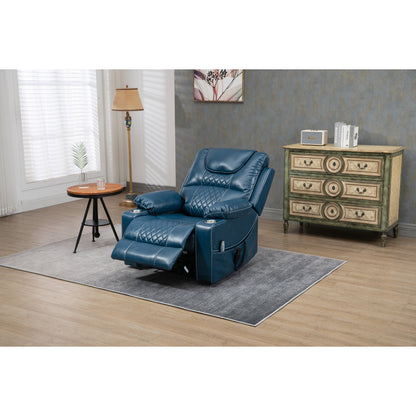 Fauteuil inclinable surélevé en cuir PU avec massage, chauffage lombaire, porte-gobelets, dossier inclinable à 180°