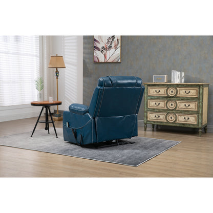 Fauteuil inclinable surélevé en cuir PU avec massage, chauffage lombaire, porte-gobelets, dossier inclinable à 180°
