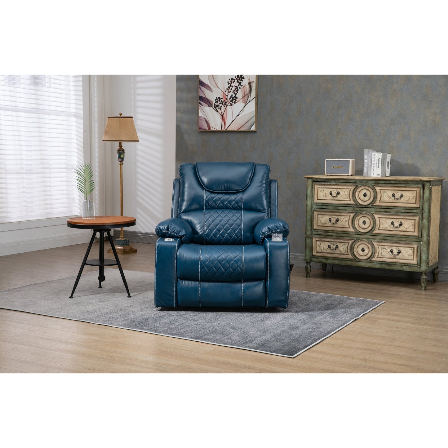 Fauteuil inclinable surélevé en cuir PU avec massage, chauffage lombaire, porte-gobelets, dossier inclinable à 180°