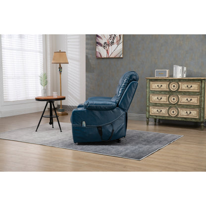 Fauteuil inclinable surélevé en cuir PU avec massage, chauffage lombaire, porte-gobelets, dossier inclinable à 180°
