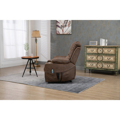 Fauteuil inclinable surélevé en cuir PU avec massage, chauffage lombaire, porte-gobelets, dossier inclinable à 180°