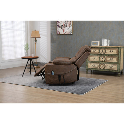 Fauteuil inclinable surélevé en cuir PU avec massage, chauffage lombaire, porte-gobelets, dossier inclinable à 180°