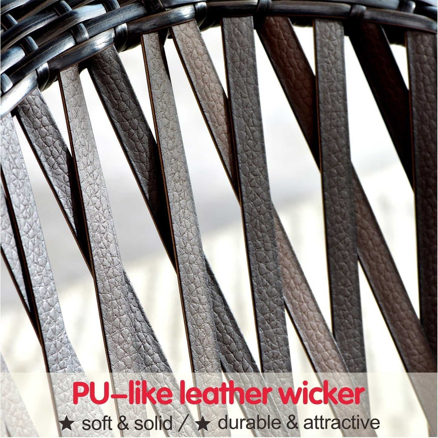 OVIOS Ensemble Bistro 3 pièces pour Patio avec Fauteuils Berçaux et Table Basse en Verre