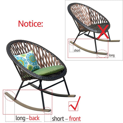 OVIOS Ensemble Bistro 3 pièces pour Patio avec Fauteuils Berçaux et Table Basse en Verre