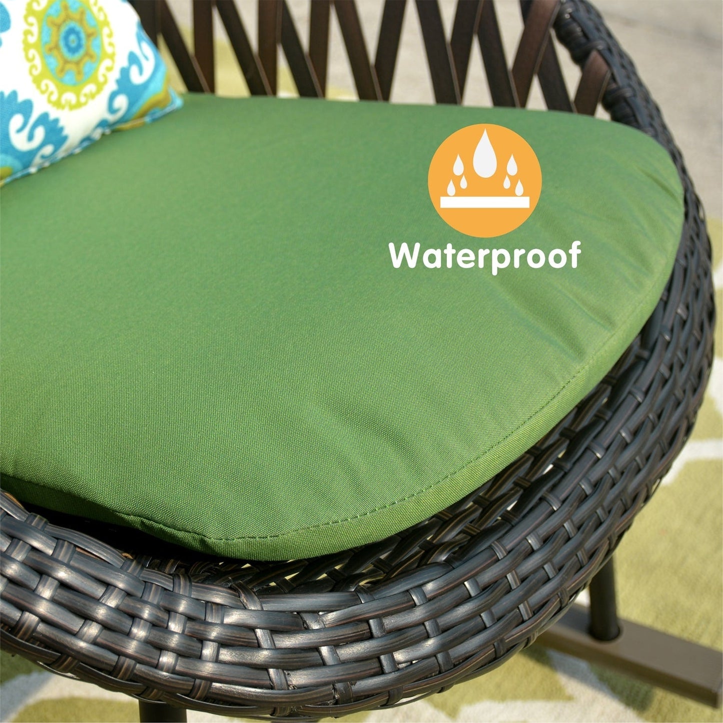 OVIOS Ensemble Bistro 3 pièces pour Patio avec Fauteuils Berçaux et Table Basse en Verre