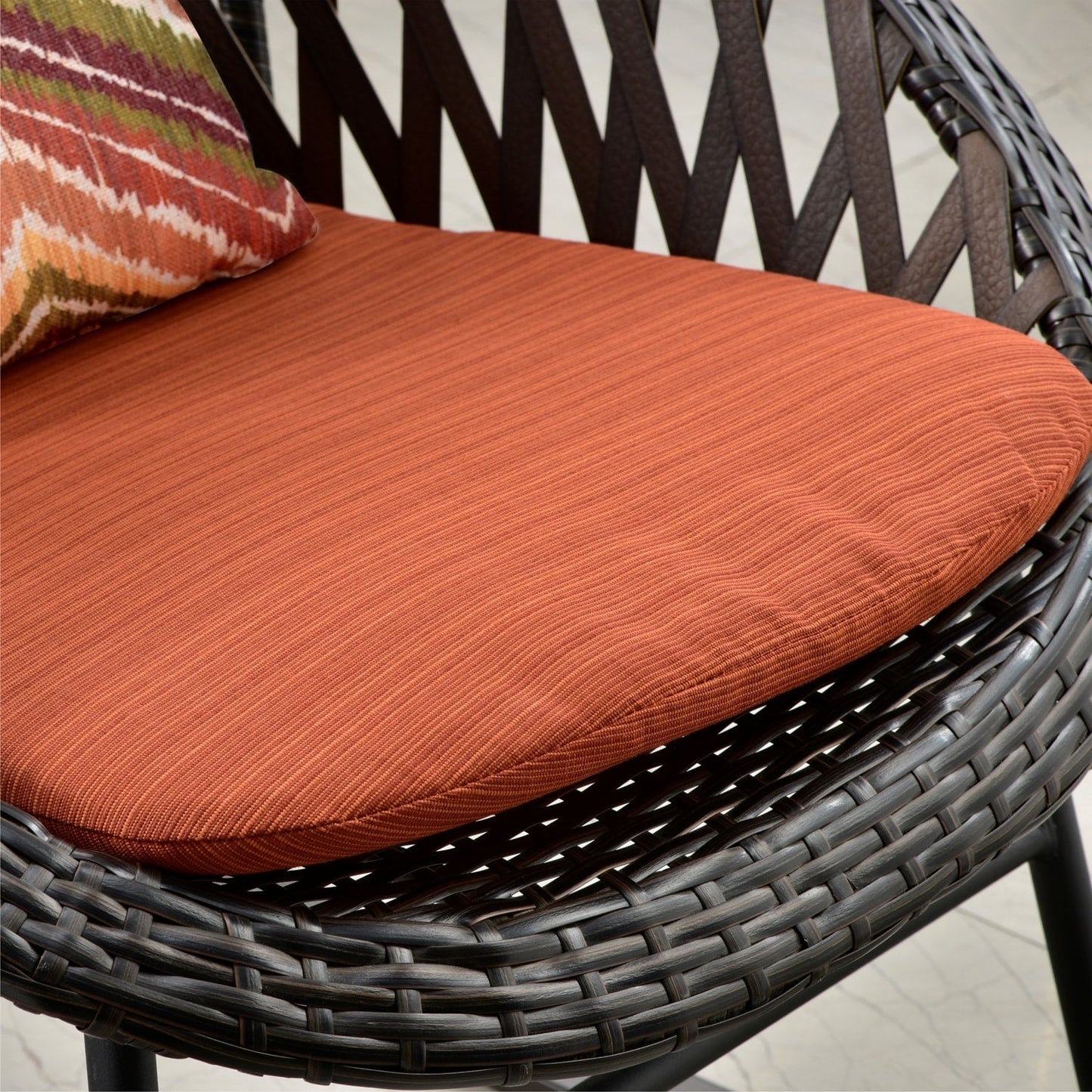 OVIOS Ensemble Bistro 3 pièces pour Patio avec Fauteuils Berçaux et Table Basse en Verre