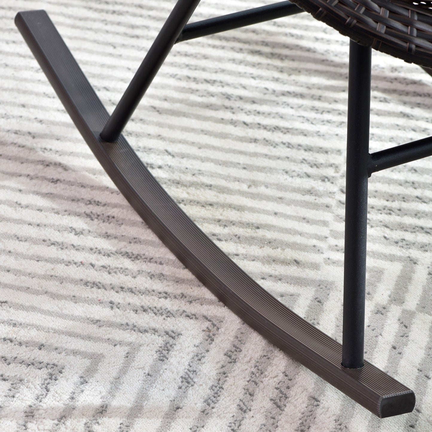 OVIOS Ensemble Bistro 3 pièces pour Patio avec Fauteuils Berçaux et Table Basse en Verre