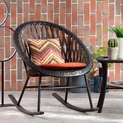 OVIOS Ensemble Bistro 3 pièces pour Patio avec Fauteuils Berçaux et Table Basse en Verre