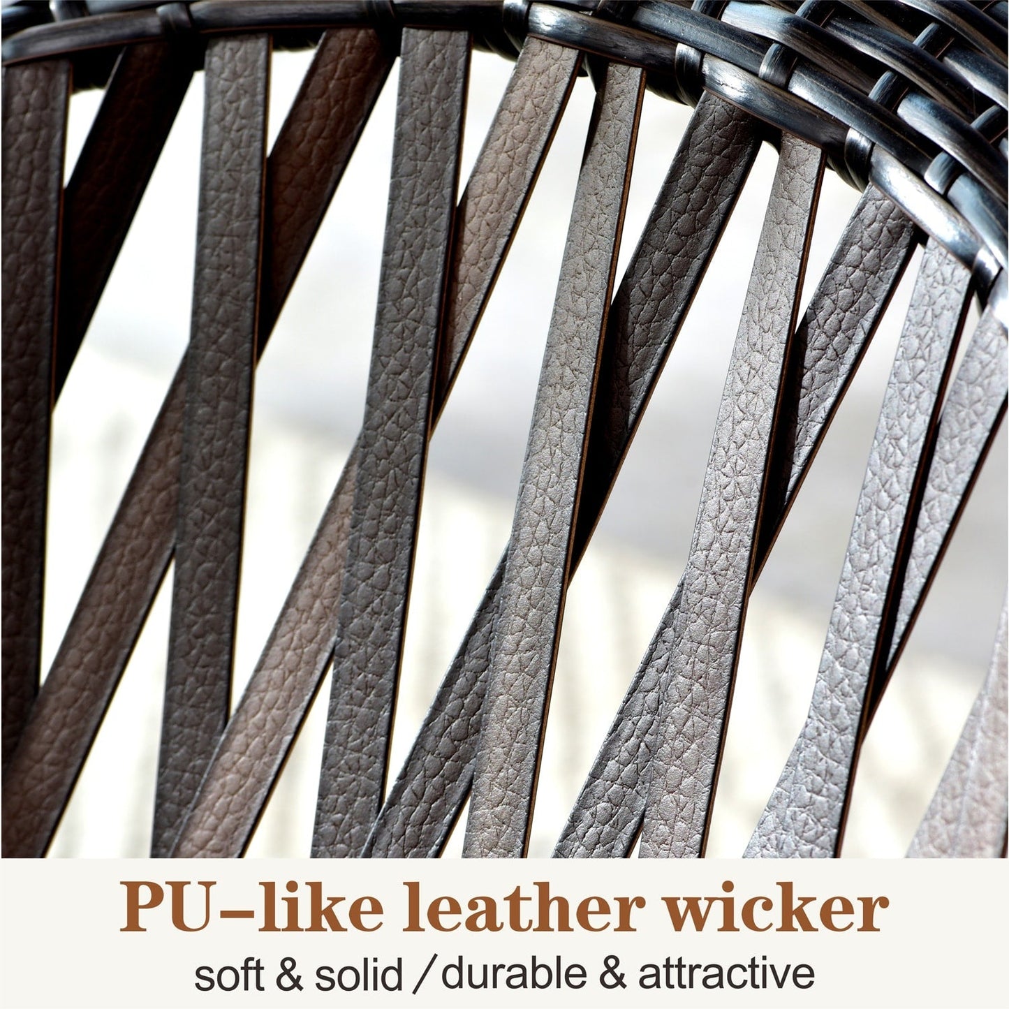 OVIOS Ensemble Bistro 3 pièces pour Patio avec Fauteuils Berçaux et Table Basse en Verre