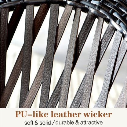 OVIOS Ensemble Bistro 3 pièces pour Patio avec Fauteuils Berçaux et Table Basse en Verre