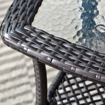 OVIOS Ensemble Bistro 3 pièces pour Patio avec Fauteuils Berçaux et Table Basse en Verre