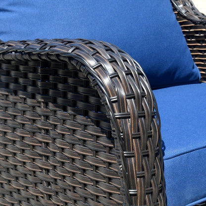 Ensemble de conversation OVIOS pour patio, 5 pièces, en osier, dossier haut.